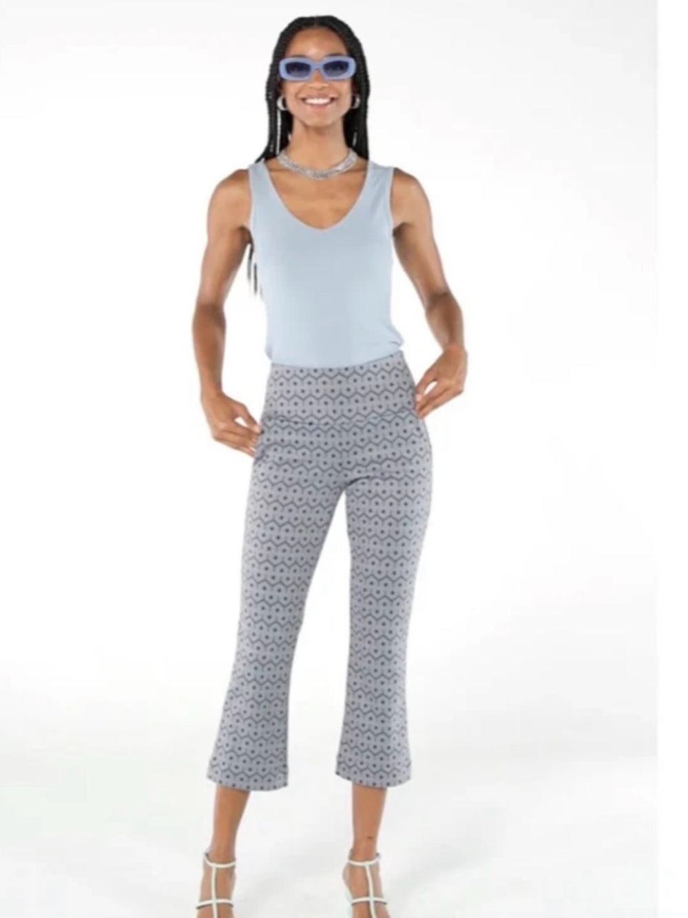 CAbi | Tessera Cropped Knit Flare Pants | Sz S